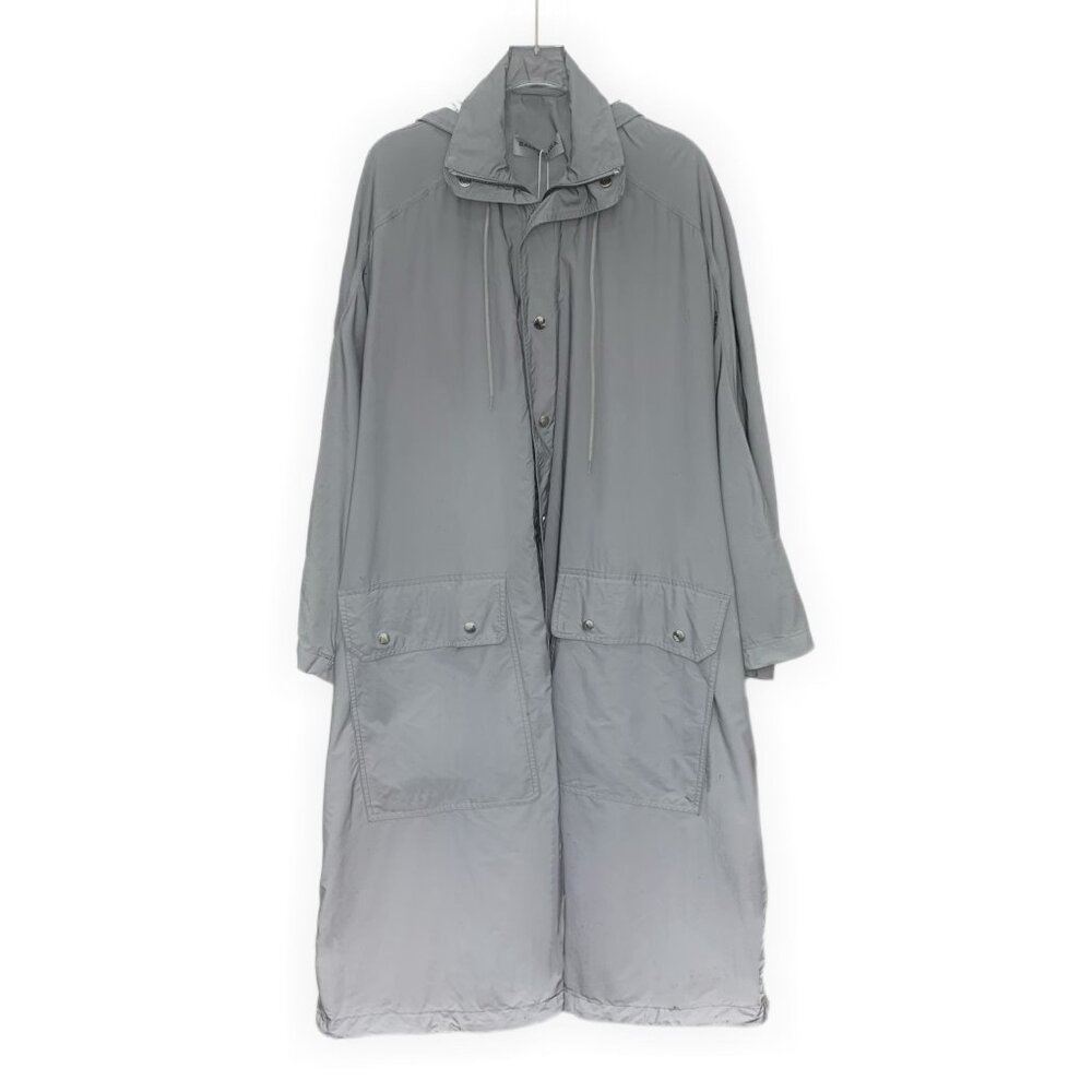 Balenciaga Gray Hooded Drawstring Collar Single-Breasted Long-Sleeve Jacket, Siz